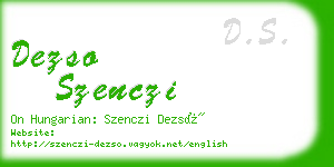 dezso szenczi business card